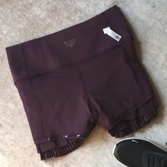 Athleta High Rise A-Game pleated mesh skort 13.5” in eggplant purple, si… - Picture 7 of 11